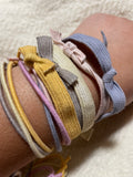 Naturally Dyed Organic Cotton and Rubber Elastic Hair Ties - Cosmos-Marigold-Walnut