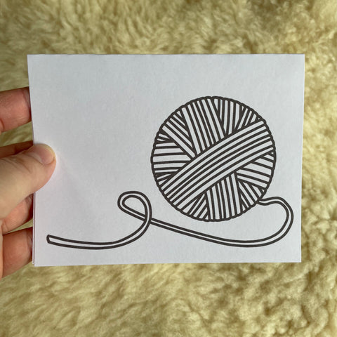 Yarn Ball - paint your own- Blank Greeting Card
