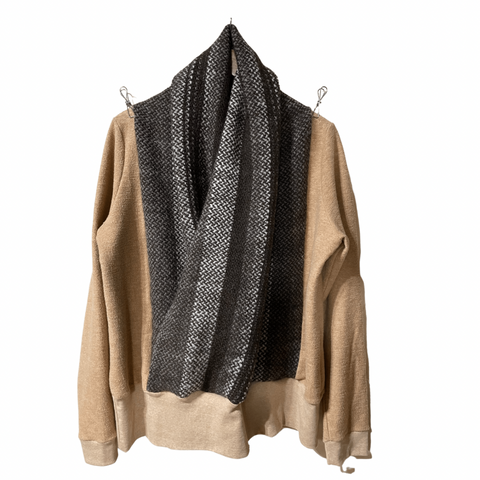 Woven Cowl Neck Sweater